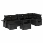 Set de sofás de jardín 8 piezas y cojines ratán sintético negro