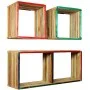 Multicolor recycled solid teak wall shelf set 3 units by vidaXL, Shelves and shelves - Ref: Foro24-245410, Price: 148,75 €, D...