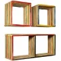 Multicolor recycled solid teak wall shelf set 3 units by vidaXL, Shelves and shelves - Ref: Foro24-245410, Price: 148,75 €, D...