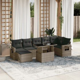 Set de sofás de jardín y cojines 8 piezas ratán sintético gris en Conjuntos de jardín | Comprar online en Foro24