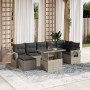 Set de sofás de jardín 8 pzas y cojines ratán sintético gris