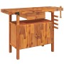 Banco trabajo cajón y tornillos banco madera acacia 124x52x83cm de vidaXL, Mesas de trabajo - Ref: Foro24-153321, Precio: 234...