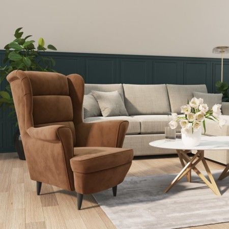 Sillón de terciopelo marrón by vidaXL, Armchairs - Ref: Foro24-324067, Price: 219,29 €, Discount: %