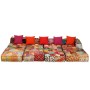 Puf modular de 4 plazas de tela patchwork