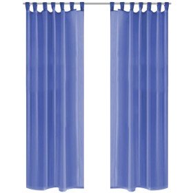 Cortinas de gasa 2 unidades 140x175 cm azul real Cortinas de gasa 2 unidades 140x175 cm azul real