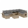 Set de sofás de jardín 9 pzas con cojines ratán sintético beige