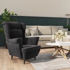 Sillón de terciopelo gris oscuro de vidaXL, Sillones - Ref: Foro24-324060, Precio: 203,93 €, Descuento: %