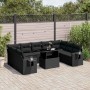 Set de sofás de jardín 10 pzas cojines ratán sintético negro