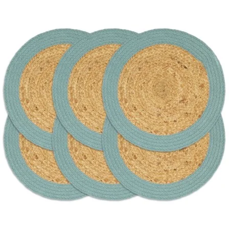 Placemat 6 pcs jute and natural and green cotton 38 cm by vidaXL, Placemats - Ref: Foro24-133865, Price: 30,23 €, Discount: %