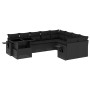 Set de sofás de jardín 10 pzas cojines ratán sintético negro