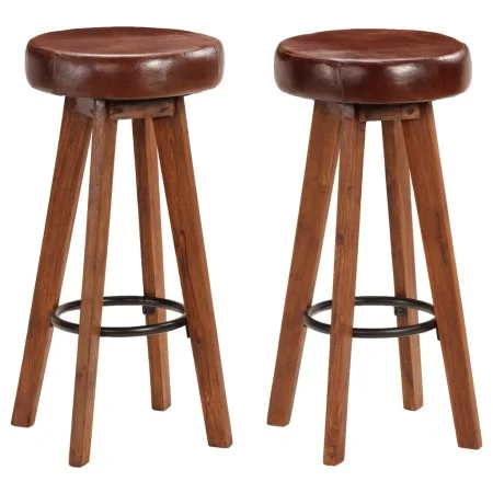 Küchenhocker 2 Stk. echtes Leder massives Akazienholz von vidaXL, Küchenhocker - Ref: Foro24-246260, Preis: 165,13 €, Rabatt: %