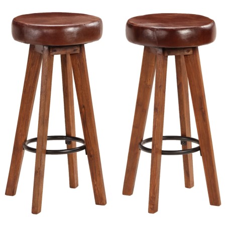 Küchenhocker 2 Stk. echtes Leder massives Akazienholz von vidaXL, Küchenhocker - Ref: Foro24-246260, Preis: 158,89 €, Rabatt: %