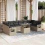 Set de sofás de jardín 11 pzas y cojines ratán sintético gris