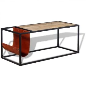 Coffee table with magazine rack in genuine leather 110x50x45 cm by vidaXL, Coffee table - Ref: Foro24-244241, Price: 87,93 €,...