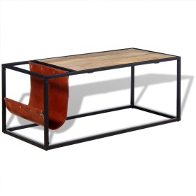 Couchtisch mit Zeitschriftenständer aus echtem Leder 110x50x45 cm von vidaXL, Couchtisch - Ref: Foro24-244241, Preis: 88,68 €...