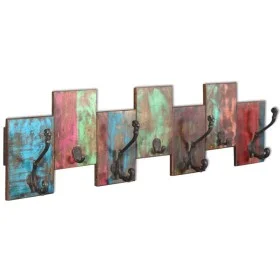 Coat rack with 7 hooks made of solid recycled wood. by vidaXL, Hat and coat racks - Ref: Foro24-243460, Price: 52,05 €, Disco...