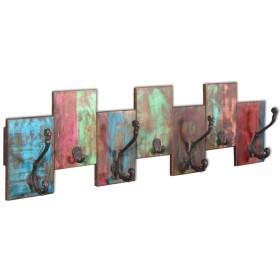 Garderobe mit 7 Haken aus massivem Recyclingholz von vidaXL, Hut- und Garderobenständer - Ref: Foro24-243460, Preis: 56,23 €,...