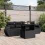 Set de muebles de jardín 5 pzas y cojines ratán sintético negro