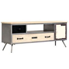 Solid mango wood and steel TV cabinet 120x30x45 cm by vidaXL, TV Furniture - Ref: Foro24-246282, Price: 196,90 €, Discount: %