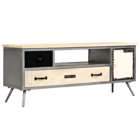 Mueble para TV de madera de mango maciza y acero 120x30x45 cm de vidaXL, Muebles TV - Ref: Foro24-246282, Precio: 184,75 €, D...