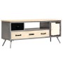TV-Schrank aus massivem Mangoholz und Stahl, 120 x 30 x 45 cm von vidaXL, TV-Möbel - Ref: Foro24-246282, Preis: 196,90 €, Rab...