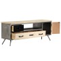 TV-Schrank aus massivem Mangoholz und Stahl, 120 x 30 x 45 cm von vidaXL, TV-Möbel - Ref: Foro24-246282, Preis: 196,90 €, Rab...