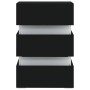 Mesita de noche luz LED madera de ingeniería negra 45x35x67 cm