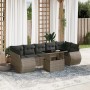 Set de sofás de jardín y cojines 8 piezas ratán sintético gris