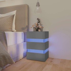 Mesita de noche luz LED madera de ingeniería gris 45x35x67 cm Mesita de noche luz LED madera de ingeniería gris 45x35x67 cm