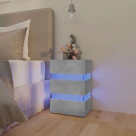 Mesita de noche LED madera ingeniería gris hormigón 45x35x67 cm Mesita de noche LED madera ingeniería gris hormigón 45x35x67 cm