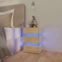 Mesita noche LED blanco y Sonoma madera ingeniería 45x35x67 cm