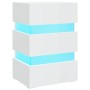 Mesita de noche LED madera ingeniería blanco brillo 45x35x67 cm