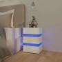 Mesita de noche LED madera ingeniería blanco brillo 45x35x67 cm