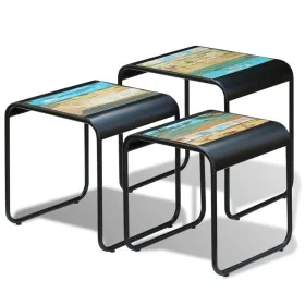 Stackable tables 3 units recycled solid wood by vidaXL, Side tables - Ref: Foro24-243286, Price: 161,40 €, Discount: %