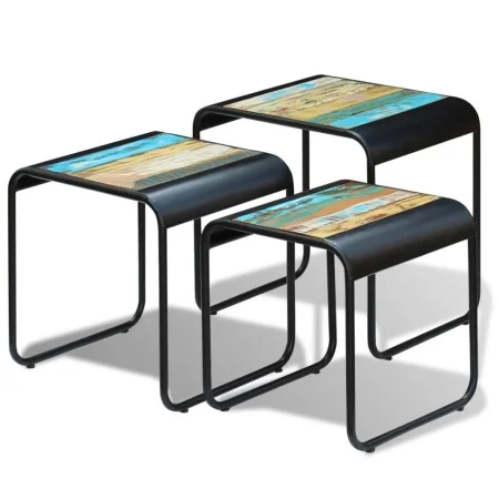 Stackable tables 3 units recycled solid wood by vidaXL, Side tables - Ref: Foro24-243286, Price: 161,40 €, Discount: %