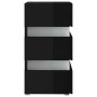 Mesita de noche LED madera ingeniería negro brillo 45x35x67 cm