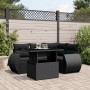 Set de muebles de jardín 5 pzas y cojines ratán sintético negro