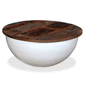 Schüsselförmiger weißer Couchtisch aus recyceltem Massivholz von vidaXL, Couchtisch - Ref: Foro24-245258, Preis: 146,36 €, Ra...