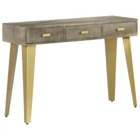 Solid mango wood console table with gray brass 110x35x76 cm by vidaXL, Side tables - Ref: Foro24-246682, Price: 166,92 €, Dis...