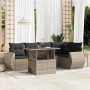 Set de sofás de jardín 6 pzas y cojines ratán sintético gris