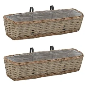 Balcony planter with PE lining 2 units wicker 60 cm by vidaXL, Pots and planters - Ref: Foro24-246829, Price: 38,70 €, Discou...