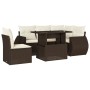 Set sofás de jardín 6 piezas y cojines ratán sintético marrón