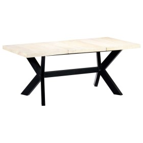 White dining table 180x90x75 cm made of solid mango wood by vidaXL, Kitchen and dining tables - Ref: Foro24-247431, Price: 34...