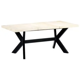 White dining table 180x90x75 cm made of solid mango wood by vidaXL, Kitchen and dining tables - Ref: Foro24-247431, Price: 33...