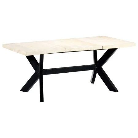 White dining table 180x90x75 cm made of solid mango wood by vidaXL, Kitchen and dining tables - Ref: Foro24-247431, Price: 33...