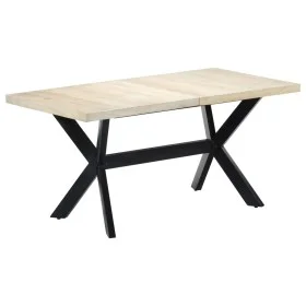 Esstisch aus massivem weißem Mangoholz, 160 x 80 x 75 cm von vidaXL, Küchen- und Esstische - Ref: Foro24-247434, Preis: 263,3...