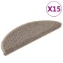 Alfombrilla autoadhesiva escalera sisal 15 uds beige 56x17x3 cm