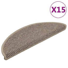 Alfombrilla autoadhesiva escalera sisal 15 uds beige 56x17x3 cm