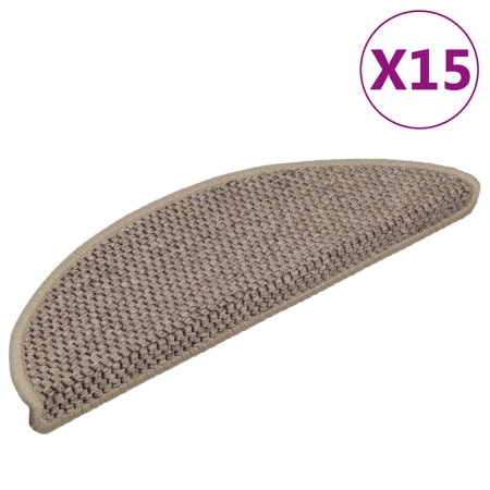 Alfombrilla autoadhesiva escalera sisal 15 uds beige 56x17x3 cm