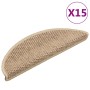 Alfombrilla autoadhesiva escalera sisal 15 uds arena 56x17x3 cm